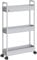 SOLEJAZZ 3-Tier Storage Trolley Cart Slide-out Slim Rolling Utility Cart Mobile Storage Shelving Organizer for Kitchen, Bathroom, Laundry Room, Bedroom, Narrow Places, Plastic, Grey