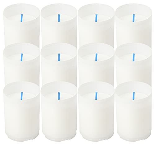 Lot de 12 Bougies Piliers Blanc 6.5x5cm Longue Durée, Bougies Blanc Décoratives Rituelles Petite Taille Sans Parfum - 24 Heures de Combustion Environ