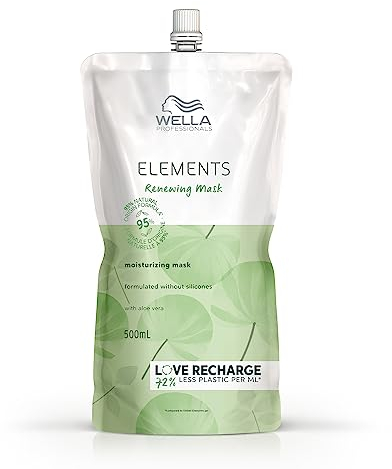 Wella Professionals Elements Renewing Mask – reparierende Haarmaske für trockenes und kaputtes Haar – Haarkur mit Antioxidantien und Olivenessenz für Glanz und Geschmeidigkeit – Nachfüllpack 500 ml