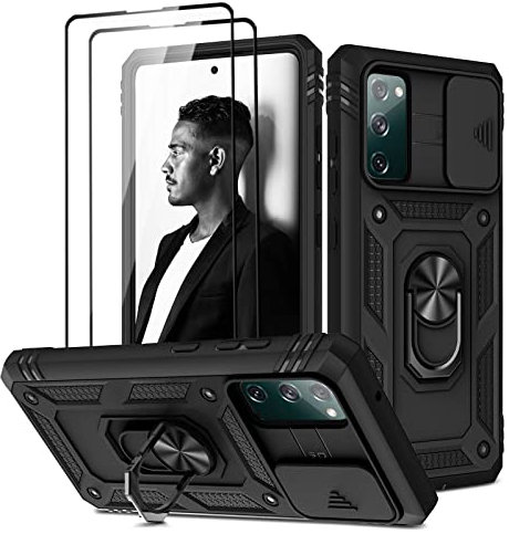 Jeylly Coque pour Galaxy S20 FE 5G avec Protection et Housse pour Appareil Photo, Anneau Rotatif ?360 degr et Protection de l'appareil Photo, Coque Le Antichoc pour Samsung Galaxy S20 FE, Noir