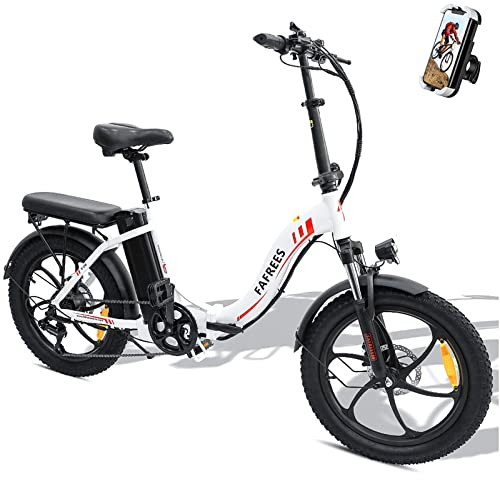 Fafrees 2025 F20 E Bike Klapprad 20 Zoll [ Offiziell ] Herren Damen Fatbike 16AH/ 20AH Akku, Elektrofahrrad 250W Tiefereinstieg, Fat Ebike 140kg, E Mountainbike Erwachsene 25km/h (16AH Akku, Weiß)