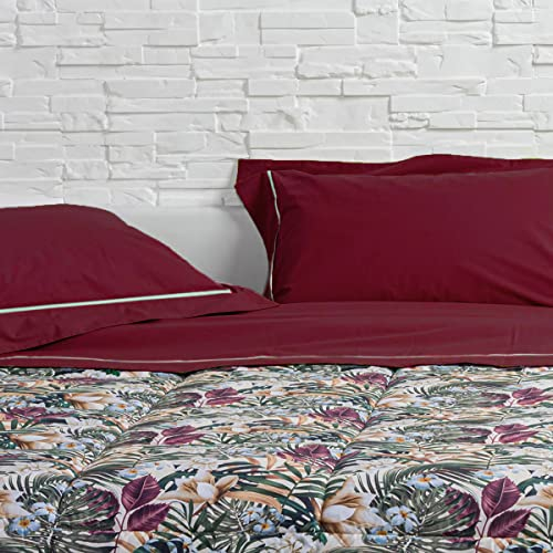 Byour3 - Bettwäsche-Set Für Doppelbetten Komplett mit Kissenbezügen 100% Reine Baumwolle Decken Ehebett Einzelbett Bettlaken Oben Unten Mit Ecken Möbelstoff Modern (Bordeaux, Doppelbett)