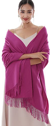 RIIQIICHY Ladies Pink Scarf Pashmina Shawls and Wraps for Wedding Scarfs for Women Winter Warm