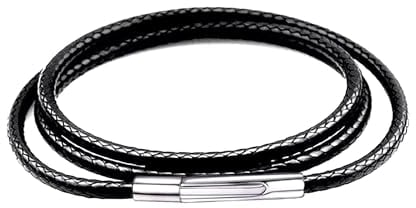 3mm black Waterproof Braided Leather Necklace Wax Rope Chain For Men Stainless Steel Durable Snap Clasp Hyponic Rope Chain Necklace For Women Girl Boy With Free Steel Silk Chain 14-36inch (24)
