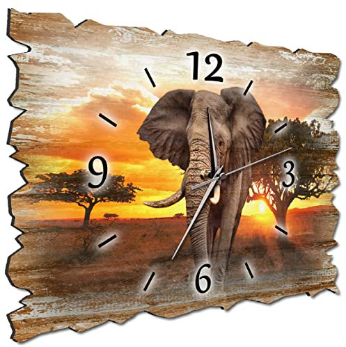 Bilder-Manufaktur BM Holz Funk Quarz Quarzwanduhr Wanduhr Funkwanduhr Funkwanduhren Funkuhr Funkuhren kein Ticken lautlos geräuschlos leise ohne Tickgeräusche groß XXL H3b-10232-funk