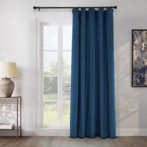 HPD Half Price Drapes Heritage Plush Velvet Curtains 108 Inches Long Room Darkening Curtains for Bedroom & Living Room 100W x 108L, (1 Panel), Eternal Blue