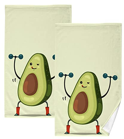 YOUJUNER Handtuch-Set 2er-Pack Süße Avocados 100% Baumwolle Handtücher Weich Saugstark Baumwolle Duschtücher Gästetücher Dekor Handtücher