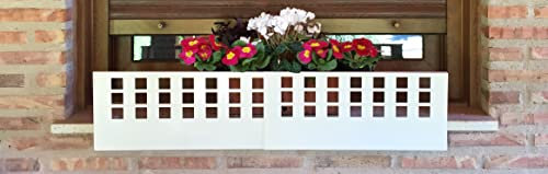CM GARDEN - Balconcillo sin taladros, Balconcillo para Plantas, Portamacetas Ventana, Protector de macetas, Protector de Macetas, Modelo Cuadros Extensible 50-95 cm Blanco