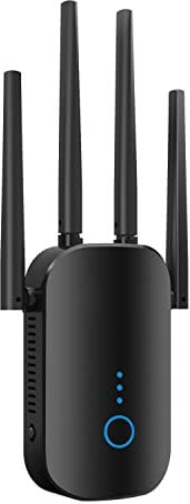 WLAN Repeater, Verstärker 1200Mbit/s Dual-Band Amplifier, WiFi mit AP/Repeater/Router Modus, Easy Setup, 4 Antennen, 1 Port Ethernet, Kompatibel Allen WLAN Geräten, 4*3dBi Antennas