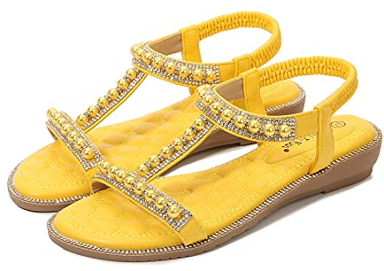 Damen Sommer Sandalen Flach Elegant Römersandalen Keilabsatz Sommer Sandaletten Frauen Elegant Sommerschuhe Weite H Absatz Wedges Peeptoes Damenschuhe Sandale Abendschuhe Pantoletten