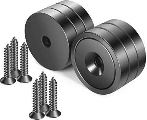 Neosmuk Super Strong Round Neodymium Mounting Magnet, 6 Pack, Matte Black