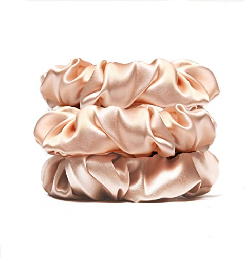 Michooyel 100% Silk Scrunchies, Stoff Haargummi rosa für Mädchen und Damen, Scrunchies Samt, Einfarbige Elastische Dicke Bänder, Weiche Seile Pferdeschwanzhalter Frauen Haarschmuck