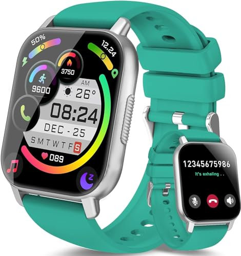 Reloj Inteligente Hombre Mujer, 1.85 Llamadas Smartwatch con 112 Modos Deportivos, Smart Watch con Pulsómetro/Monitor de Sueño/Podómetro, IP68 Impermeable Pulsera Actividad para Android iOS, Cian