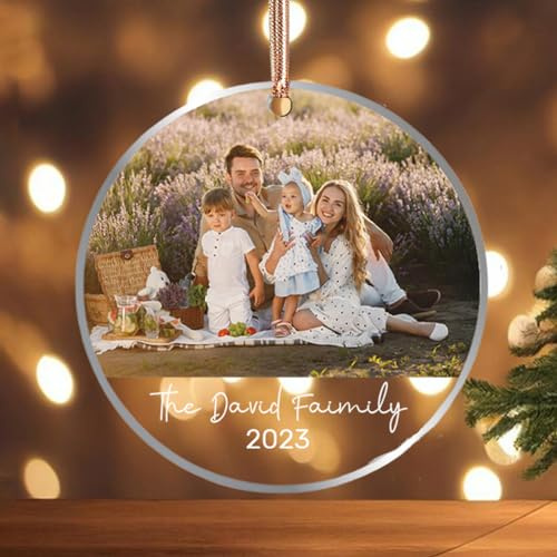 Personalised Family Christmas Bauble 2023, Custom Family Christmas Tree Keepsake Ornament, Personalized Photo Text Acrylic Ornaments, forKids, Mom, Dad, Family