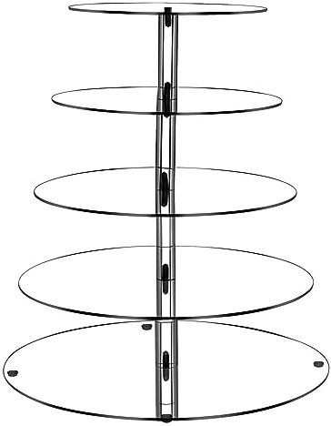 VIDETOL Cupcake Ständer, Tortenständer 5 Etagen, 15 cm/18,8 cm/22,5 cm/26,2 cm/30 cm Durchmesser, Transparent Acrylständer, Kuchenständer Tortenstützen für Party, Nachmittagstee, Geburtstag