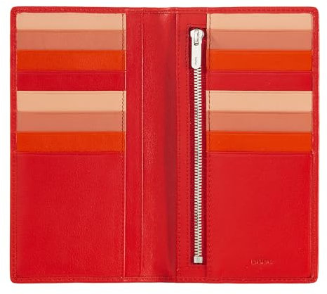 DUDU Portafoglio Donna Anti RFID in Pelle Colorato Grande con 16 Tasche Porta Carte di credito Tessere Rosso fiamma