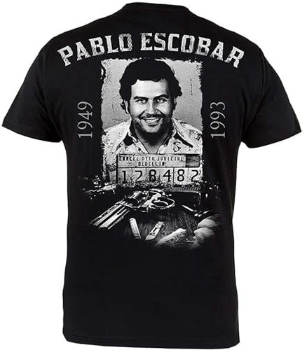 Mens Casual T Shirt. Pablo Escobar. EL Patron Del Mal. Tv Serie Fans Black M