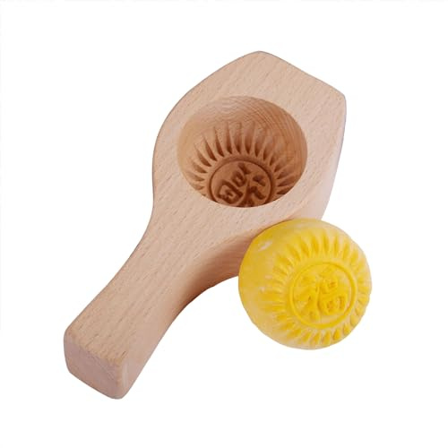 Soulnioi Butterformen Mondkuchenform aus Holz, traditionelles chinesisches Gebäck, 3D-Presse, Glücksform zum Pressen von Brötchen, traditionelles chinesisches Gebäck, Dessertformen, 3,5 cm