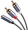 SOOMFON RCA to 3.5mm Audio Cable 1M Red and White 2RCA to 3.5mm Jack Female Phono Leads High Durability Nylon Braided Gold-Plated Plug Stereo Audio Cable for Hi-Fi Speaker Car Home Theater