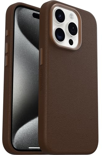 OtterBox Symmetry Series Cactus Leather MagSafe Hülle für iPhone 15 Pro, stoßfest, sturzsicher, dünne Schutzhülle, 3X mehr Stürze als nach Militärstandard, Braun