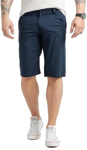 Rock Creek Leinenshorts Herren Sommerhose Kurze Hose RC-2370 | Leinenshorts für Herren, leichte Sommerhose und kurze Freizeithose für Alltag, Urlaub, Strand und Freizeit