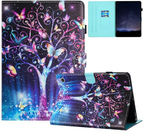 TEDTIKJT Case Compatible with Amazon Fire MAX 11 2023 Tablet Cover Leather Flip Amazon Fire MAX 11 with Magnetic Card Slot Stand Case with Auto Wake/Sleep,Meteor Butterfly