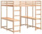 vidaXL Hochbett mit Schreibtisch & Leiter 140x200 cm Massivholz Kiefer, Hochbett mit Schreibtisch, Etagenbett Kinder, Hochbett Massivholz
