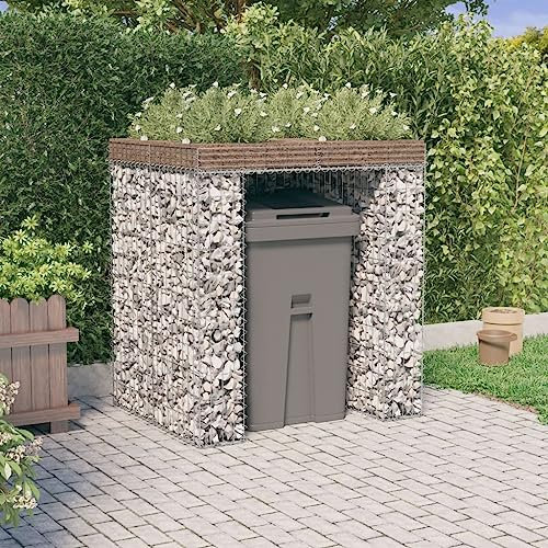 Home & Garden item-Gabion Mur pour poubelle en fer galvanisé 110 x 91 x 120 cm