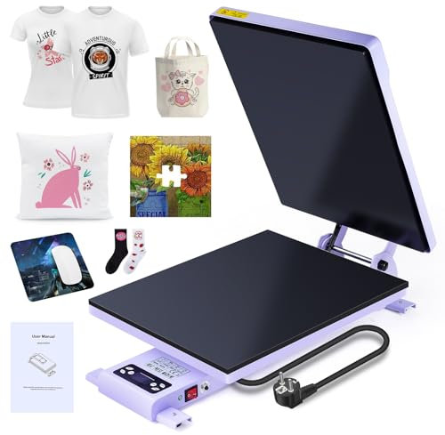 Wärmepresse Tshirt, 5-in-1 Transferpresse Hitzepresse 40x50cm Klappschalen-Sublimations Druckmaschine für Kleidung, 80° Öffnung Heat Press Automatische Heißpresse für T-Shirts, Schuhe, Hüte, Teller