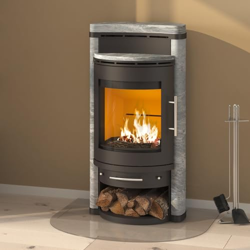 Königshütte Kaminofen Corvus Stahl schwarz/Naturstein Serpentin 6,0 kW K288863