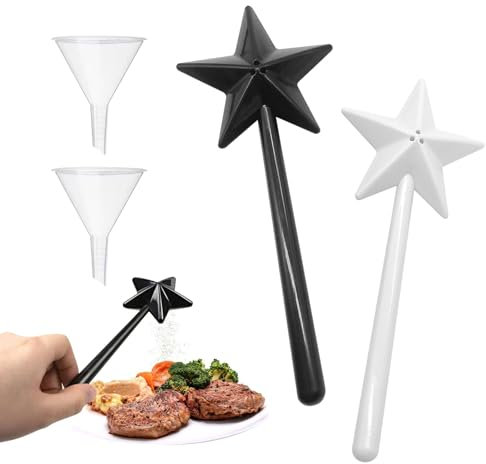 LUHOCIY 2 Stück Salzstreuer Zauberstab, Zauberstab Salzstreuer Lustig, Salz und Pfefferstreuer Lustig, Einfach zu Bedienen Mit 2 Trichtern, Geeignet für Küchen, Urlaubstreffen und Picknick-Camping