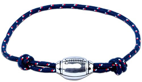 Ernestine - Bracelet rugby - taille ajustable, cadeau parfait pour les joueurs de rugby, avec breloque ballon - bracelet rugby XV de France pour hommes - cadeau rugby homme - cadeaux rugbyman