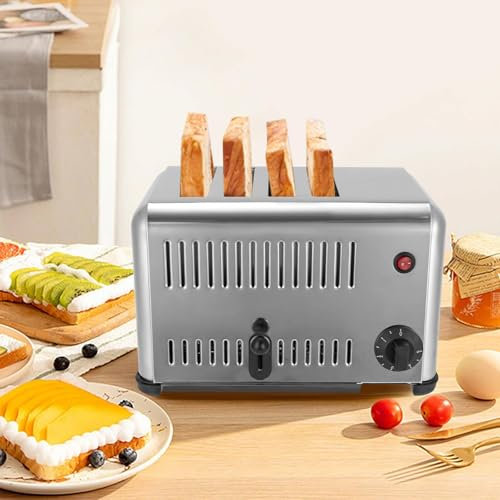 FJYAWEN Tostapane 4/6 Pezzi, Macchina per La Cottura del Pane con Fessura Extra Larga con Timer Adatta per Bagel, Pane, Waffle, Acciaio Inossidabile Spazzolato 2240 W/3240 W Ac110 V,4Slot