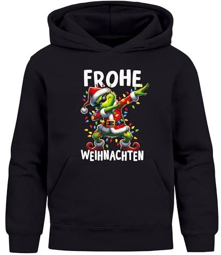MoonWorks® Kinder Hoodie Weihnachtspullover Jungen Mädchen Dabbing Grinch Lustig Weihnachtsoutfit Kinder schwarz 128