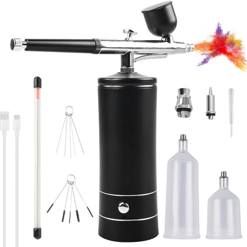 Kit aérographe portable avec compresseur, kit aérographe sans fil avec compresseur, kit aérographe, compresseur à air portable, mini aérographe portable double action pour peinture, tatouage, nail art