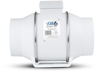AIR 6 Triumph-150T Inline Extractor Fan with Timer for 150mm / 6 inches ducting. Impressive Air Volume of up to 540m3/H (TRIUMPH150T for 150mm 6inches)