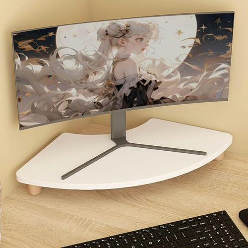 FHPEWXDG Soporte de Esquina para Monitor Blanco, Estante Triangular de Madera para Escritorio, de 2,3/3,1/4,1 de Alto, Ideal para diversas Ocasiones.