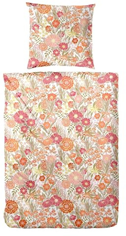 Primera Perkal Bettwäsche 155x220 Blumenwiese Flowerpower pink orange 133050-72