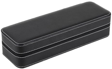 Gacqpli Caja de almacenamiento para relojes y joyas, con 6 compartimentos para relojes, elegante estuche organizador de viaje para accesorios y gadgets como idea de regalo