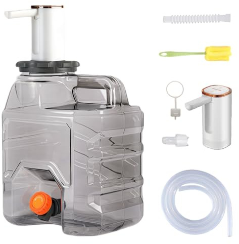 KUNYOS 2.2 Gallon Camping Water Containers in safe PC, Camping Water Carrier with a water pump and dust-proof air valve, Water Tank with Tap for home & camping use (10L,With Pump)