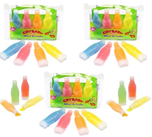 Baby Sour Mini Drink Wax Bottles 4 Mini Bottles Pack - Sour Mini Candy Drink (Pack of 3)