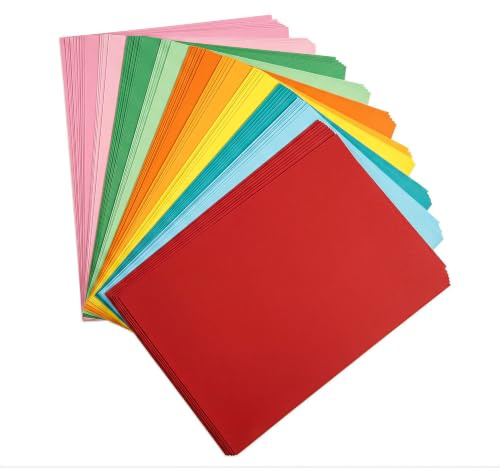 100 fogli di cartoncino colorato A4 per fai da te, 230 g/m², carta colorata A4, carta colorata per bricolage, carta di cartone per realizzare biglietti, scrapbook fai da te (10 colori)