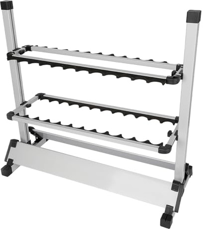 Mejiaren Fishing Rod Rack, Aluminium Fishing Rod Rack, Indoor and Outdoor Dual Purpose Fishings RodRack, Accommodates up to 24 Rods, Suitable for a Variety of Settings