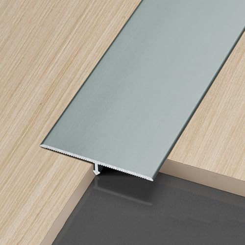 3Pcs 90cm Aluminum T-Shaped Door Bar Divider Strips, Metal Flat Seam Bar for Joining Laminate, Tile, Carpet & Door Threshold Gaps, DIY Installation(Grey,6cm)