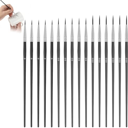 RAHHLIZS 60Pcs Thin Paint Brushes Set Fine Tip Detail Brushes | for Miniature Painting with 3 Sizes #0 #00 #000 Watercolor Acrylic Oil Craft Paint Brush Set for Model Art