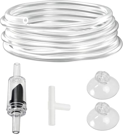 Tuyau Air Aquarium,3m Tube Silicone Souple avec Clapet Anti-retour | Kit Complet Incluant Clapet Anti-retour Et Connecteur T,Silicone Hautement Résistant,Installation Stable Avec Ventouses PVC