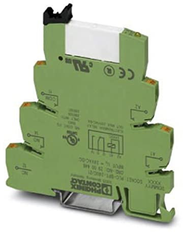 PHOENIX CONTACT PLC-RPT-24UC/21AU PLC-Schnittstelle, Bestehend aus Grundklemme PLC-BPT./21 mit Push-in-Anschluss, 24 AC/ DC Eingangsnennspannung, 10 Stück