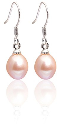 Sweet & Happy Girl's Store 7-8mm 9-10mm x Tropfen Orange Perlen Ohrringe Sterlingsilber-Haken