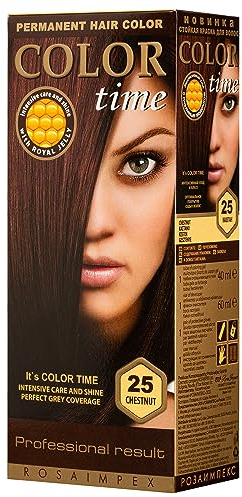 Color Time Tinte Permanente en Gel Color Castaño 25| Enriquecido con Jalea Real y Vitamina C | Coloracion Permanente para el Cabello I 100 ML