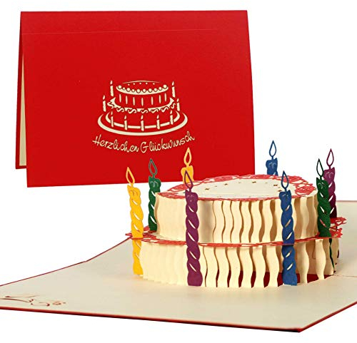 Riesige Karte zum Geburtstag, Herzlichen Glückwunsch, groß, DIN A5, Gutschein, Torte, Glückwunschkarten, Karte zum Geburtstag, Geschenkkarte, G11